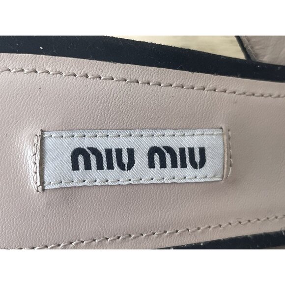 Miu Miu Black Suede Heels With Rhinestone Detail & Crystal Studded Block Heel Wo - Picture 8 of 10